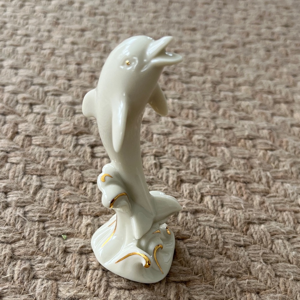 Lenox Cream and Gold Dolphin Sculpture